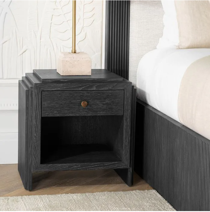 Art Deco Nightstand Charcoal by Eichholtz-Renaissance Design Studio