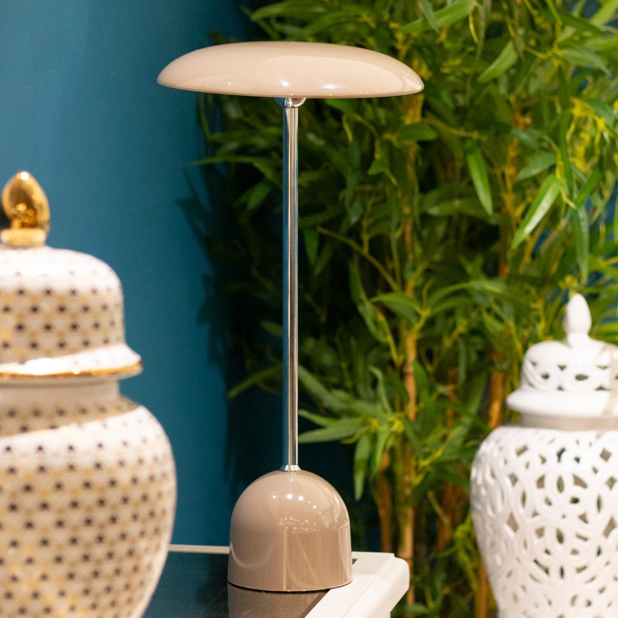 Asher USB Rechargeable Table Lamp Mink. Fabulous for centre tables-Table Lamp-Renaissance Design Studio