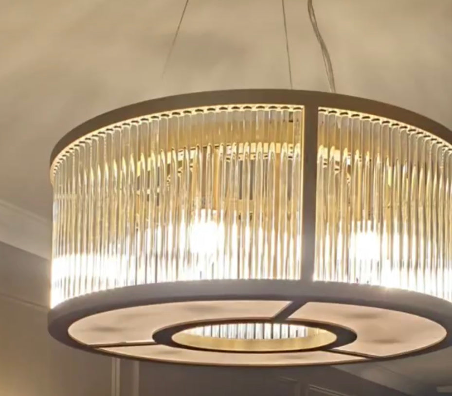 Aston 3 crystal glass chandelier nickel-Crystal chandelier-Renaissance Design Studio