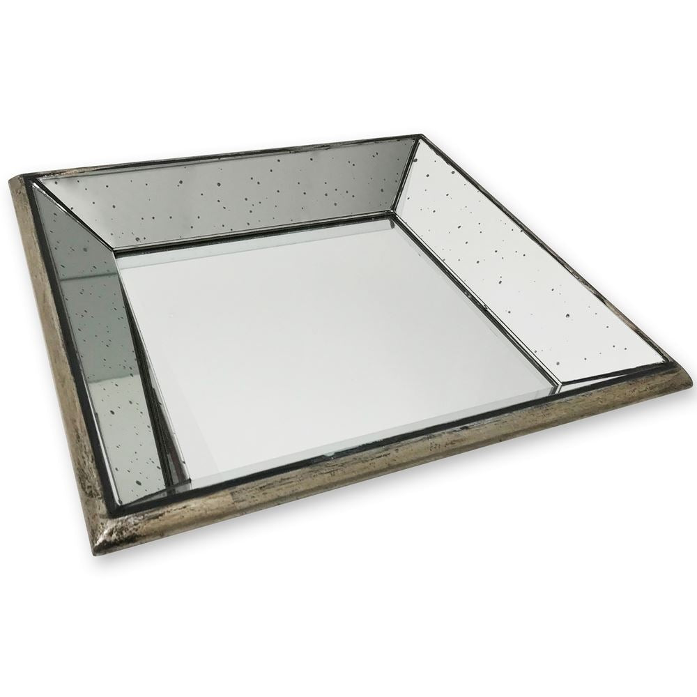 Astoria mirrored tray with antiqued glass-Mirrored tray-Renaissance Design Studio