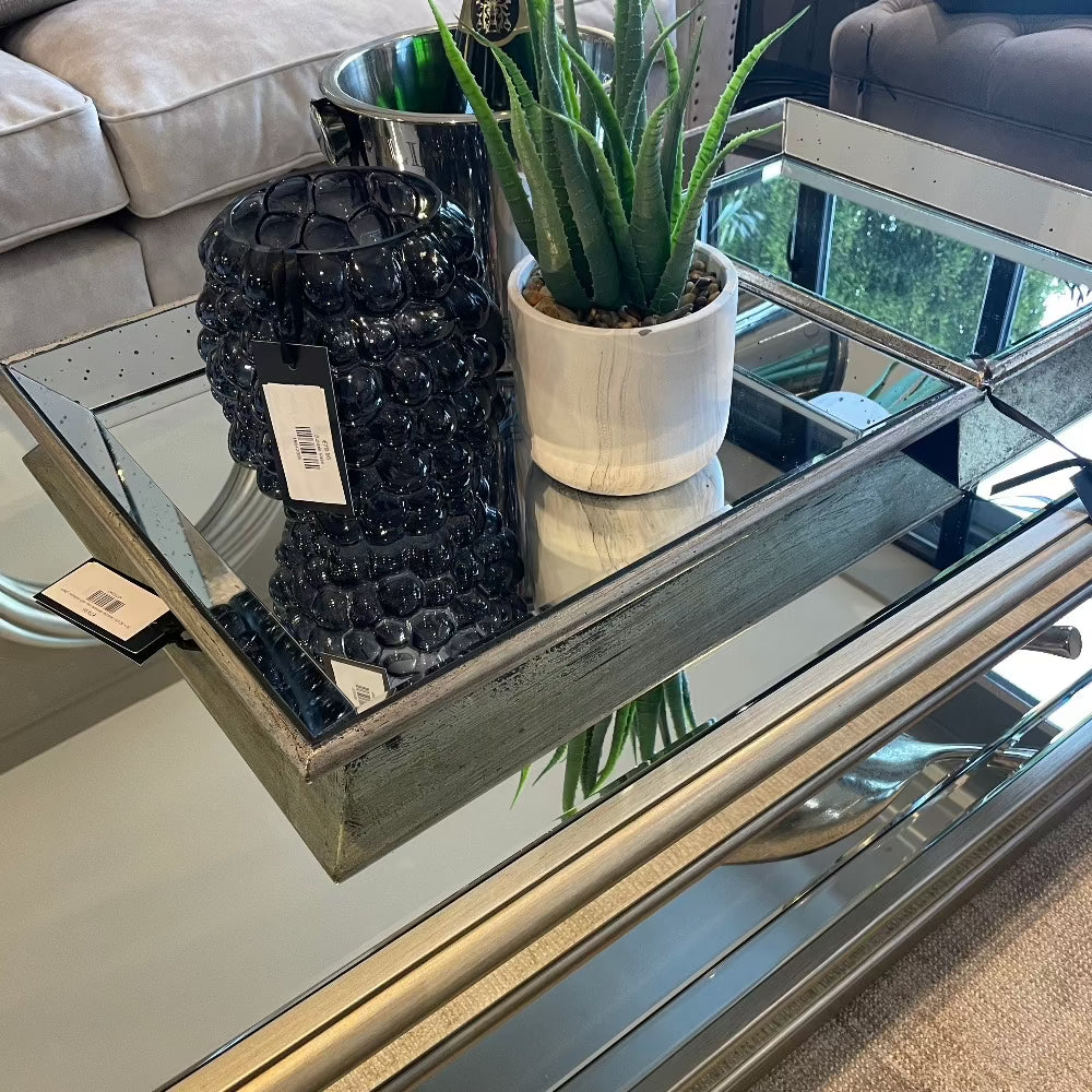 Astoria Mirrored Tray With Antiqued Glass-Renaissance Design Studio