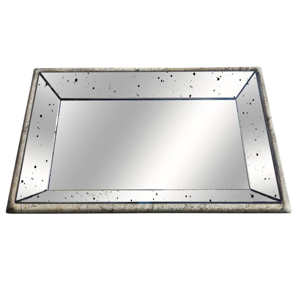 Astoria mirrored tray with antiqued glass-Mirrored tray-Renaissance Design Studio