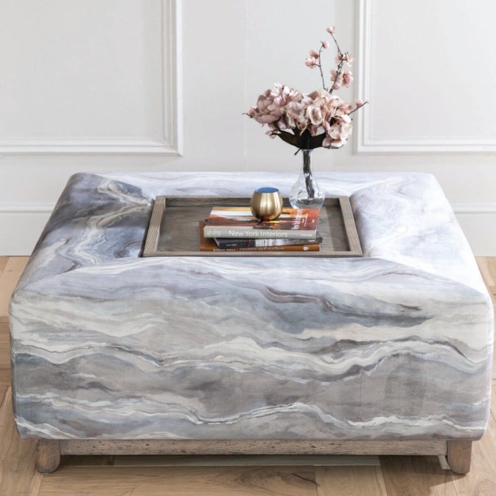 Atlantic Square Footstool Ottoman-Renaissance Design Studio