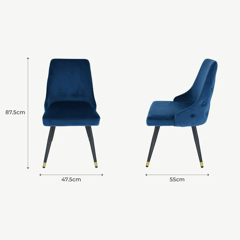 Ava  T Dining Chair in 2 Colours Grey velvet and navy   REDUCED !
