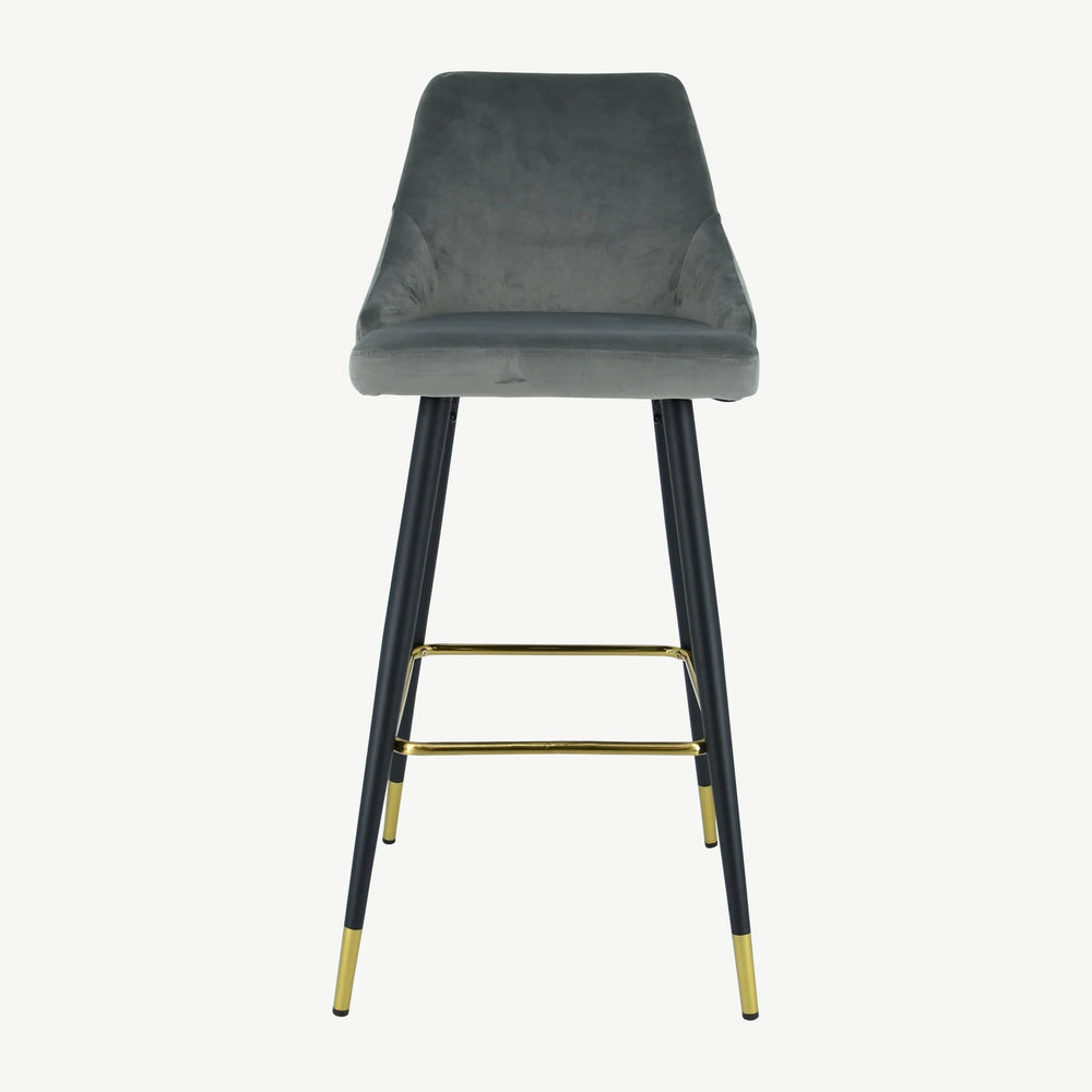 Avanza  bar stool with gold cap  in grey and navy .Now up to 50% off  in our outlet store !  T&C apply.