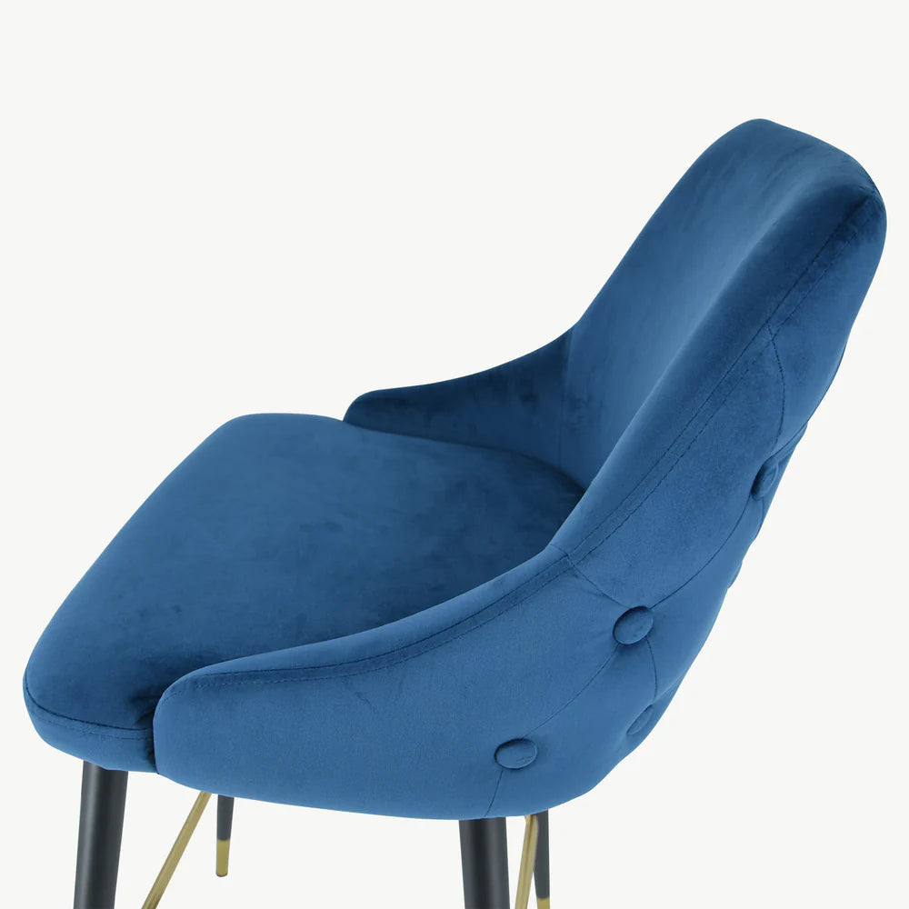 Avanza  bar stool with gold cap  in grey and navy .Now up to 50% off  in our outlet store !  T&C apply.