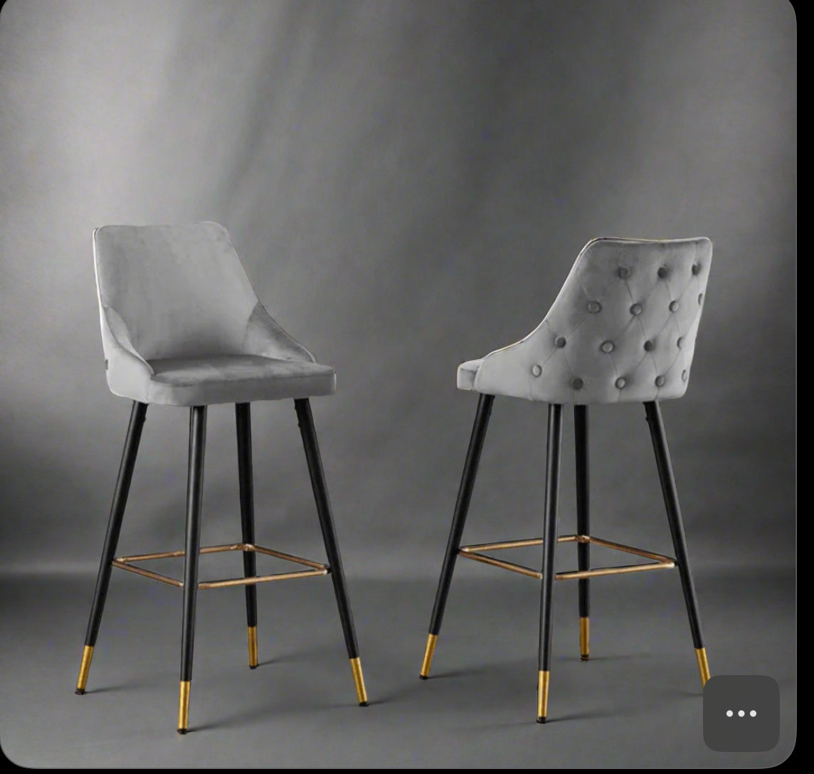 Avanza Bar Stool With Gold Cap In Grey & Navy - Now up to 50% Off-Renaissance Design Studio