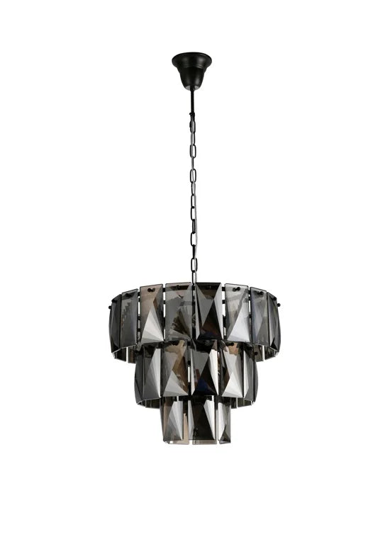 Avon large Hanging chandelier in black glass 47cm-Renaissance Design Studio