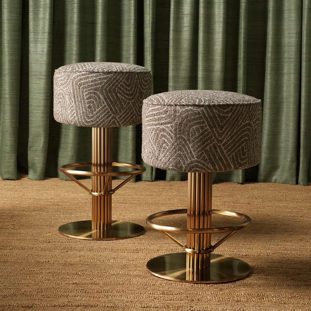 Counter Stool Carleton Brushed by Eichholtz in two colours-bar stool-Renaissance Design Studio