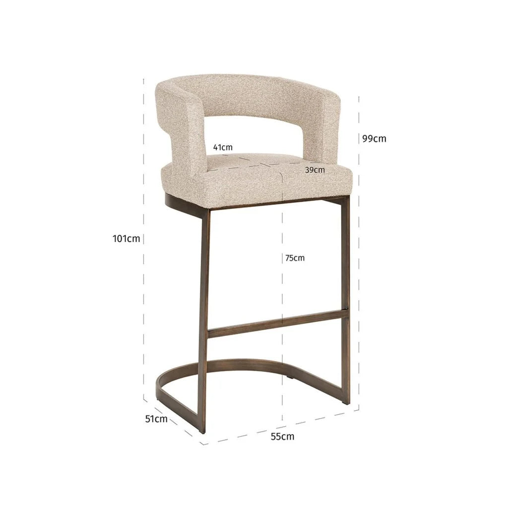 Bar stool Emma in biscotti-Renaissance Design Studio
