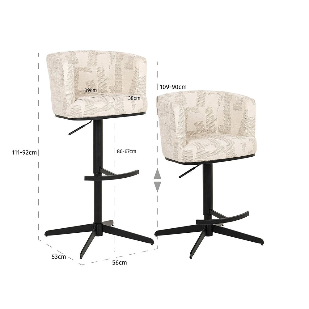 Bar/counter stool Carol  beige graffic