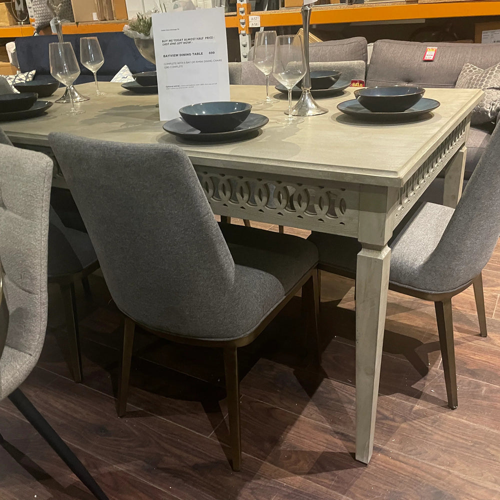 Bayview natural wooden  dining table with side detail   Fabulous buy !  Last one reduced  almost half price