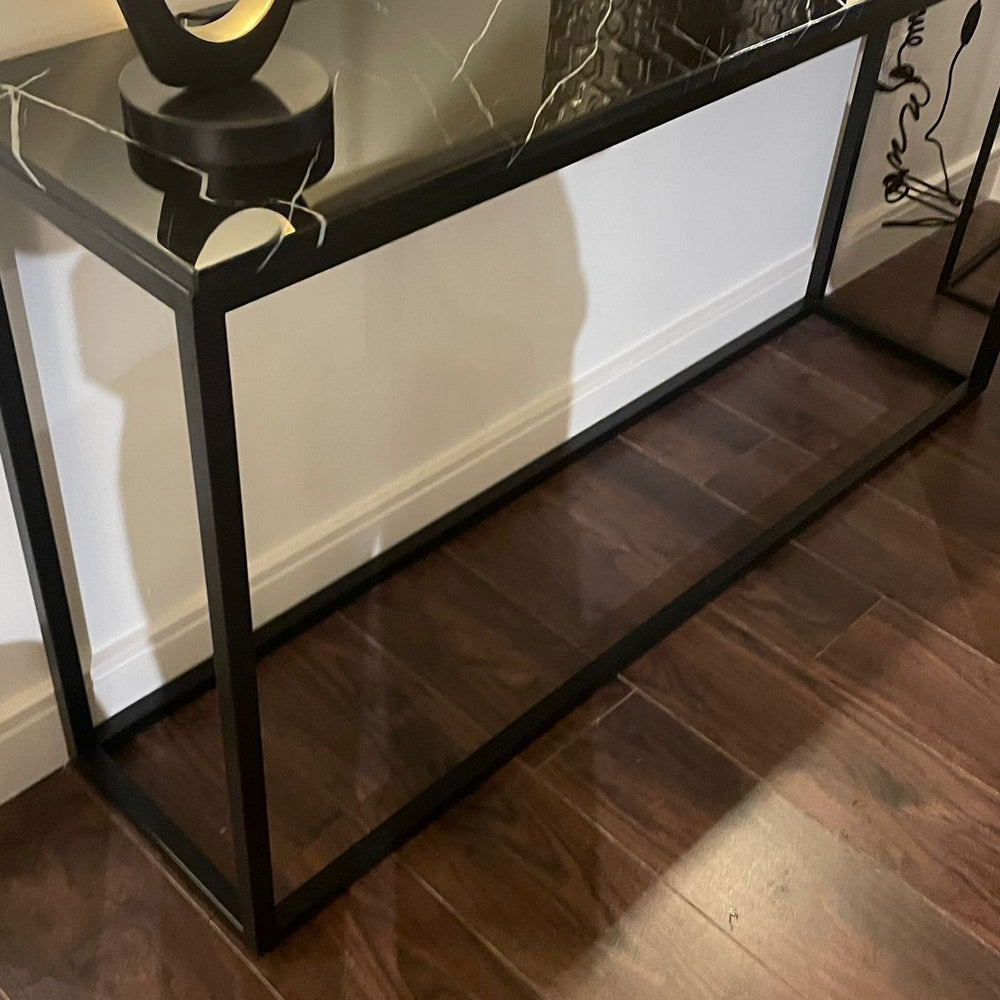 Beau bellivor large Black Marble Console Table clearance ex display