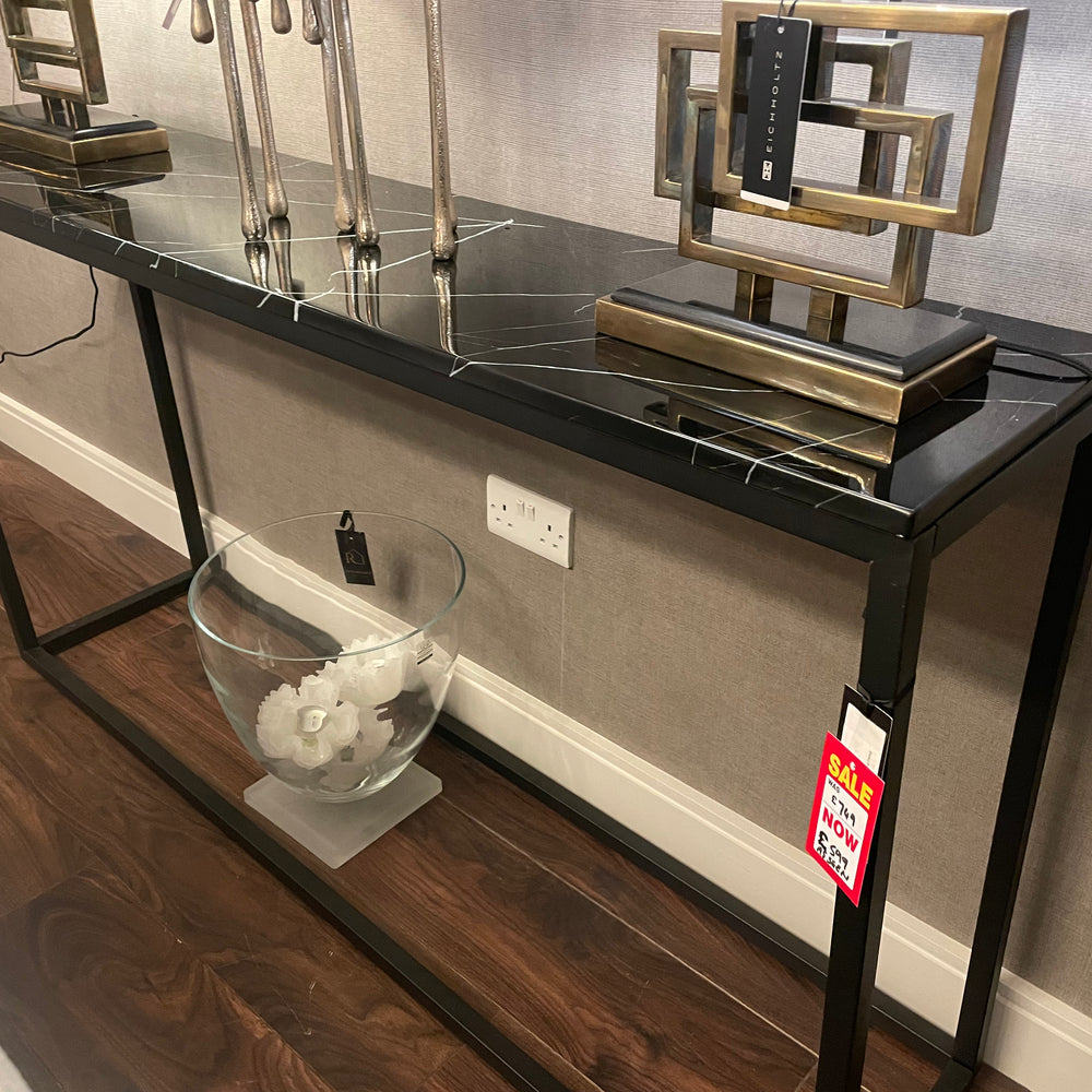 Beau bellivor large Black Marble Console Table clearance ex display