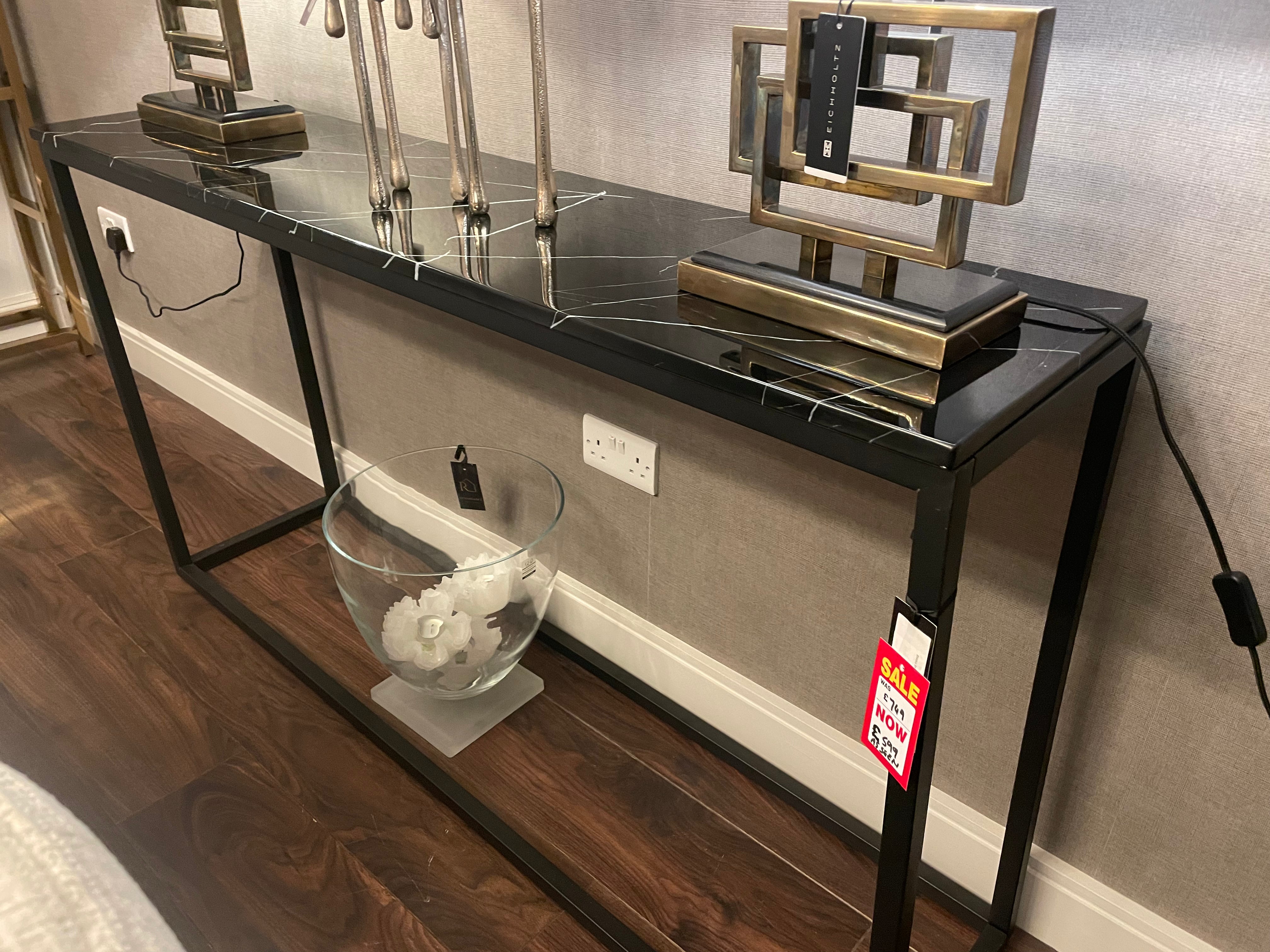 Beau bellivor large Black Marble Console Table clearance ex display-Renaissance Design Studio