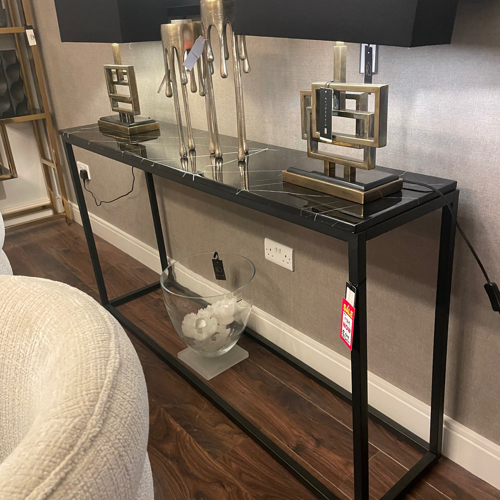 Beau bellivor large Black Marble Console Table clearance ex display