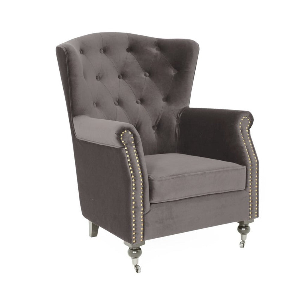 Belfield Queen Anne Winged Back grey Chair Reduced-Renaissance Design Studio