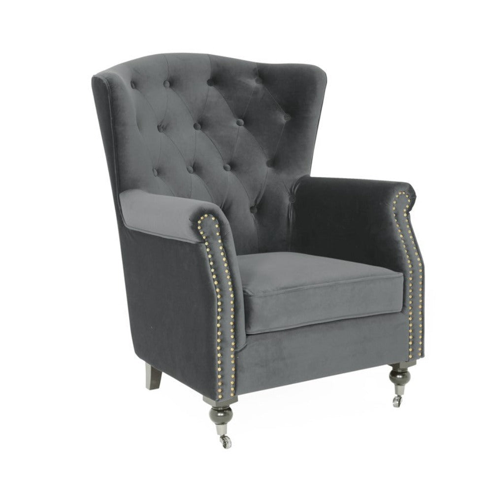 Belfield Queen Anne Winged Back grey Chair Reduced-Renaissance Design Studio