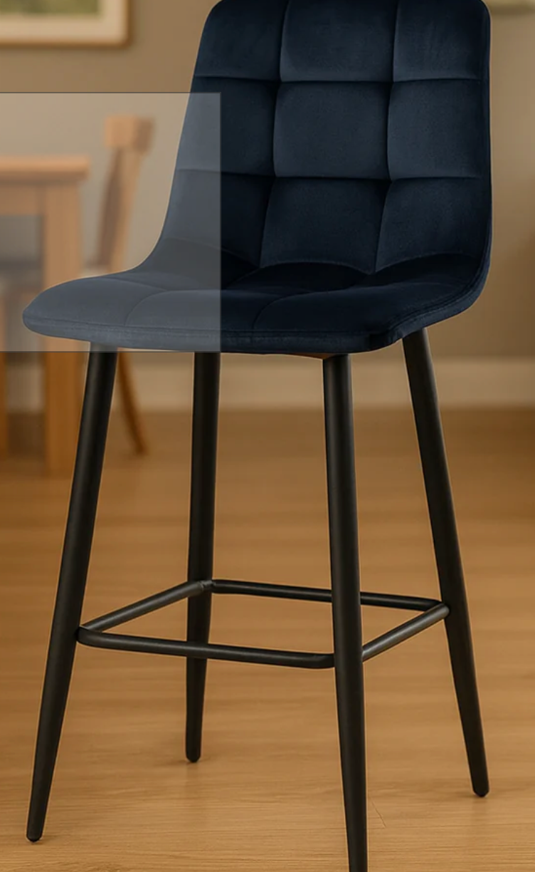 Bella Velvet Counter Stool Deep dark Blue set of 2 Last set available ! Half price-Renaissance Design Studio