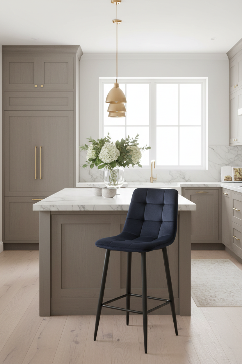 Bella Velvet Counter Stool Deep dark Blue set of 2 Last set available ! Half price