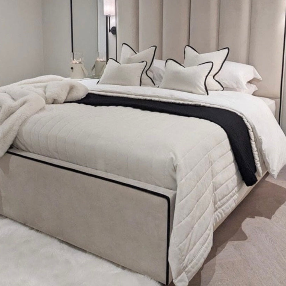 Belle Delta custom Bed frame with 145cm Headboard Horizontal panels-Renaissance Design Studio