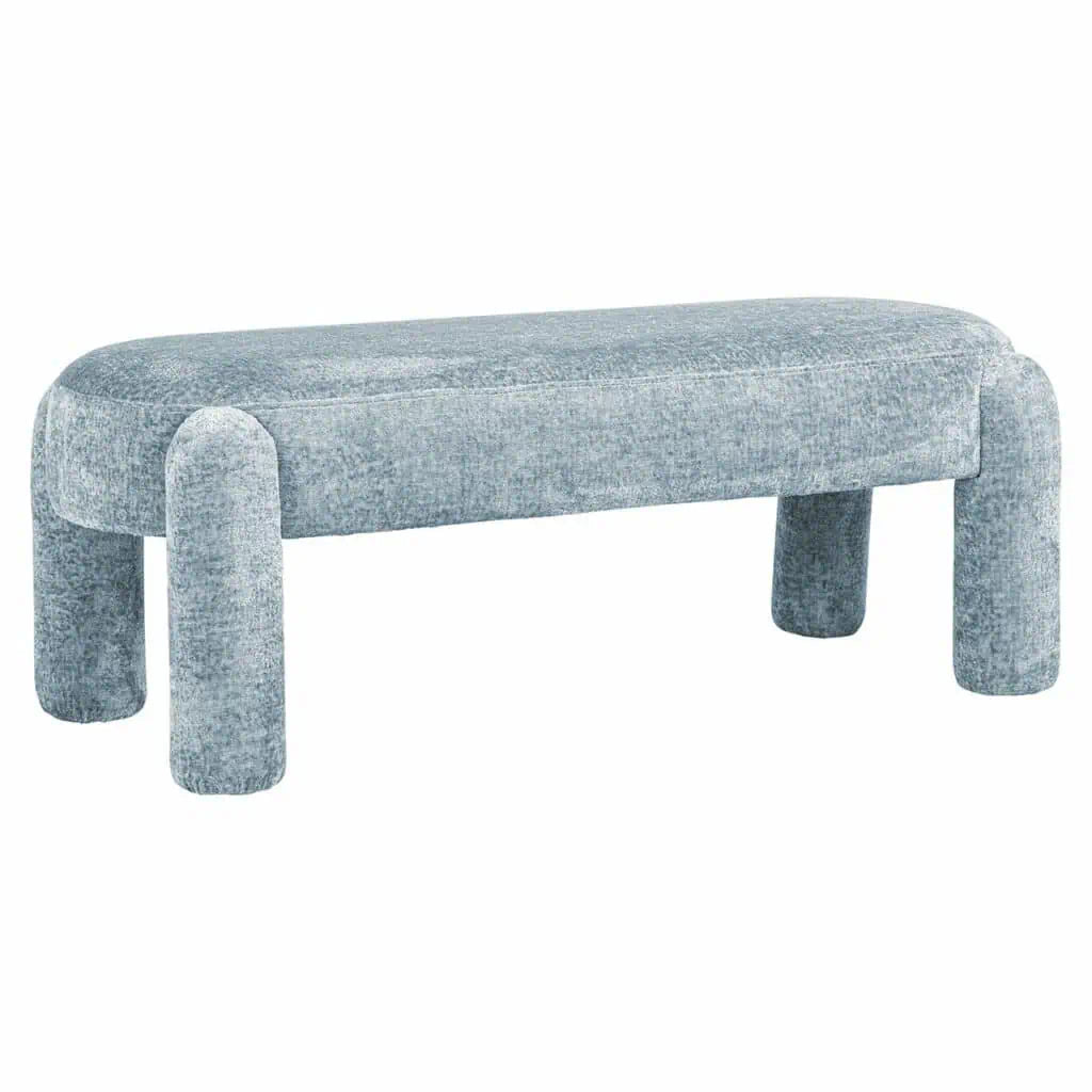 Bench Howard in light blue chenille-bench-Renaissance Design Studio