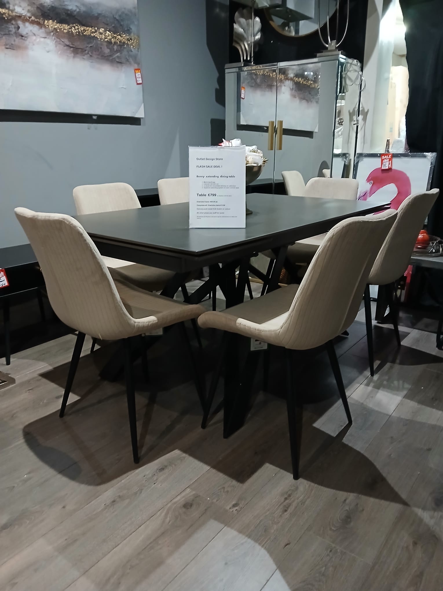 Benny black extending dining table 160 -200/240 cm up to 30% off tables (ex showroom) clearance-Renaissance Design Studio