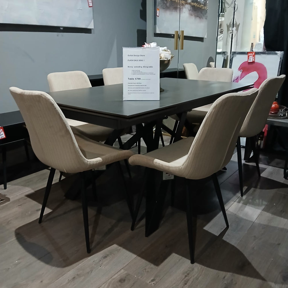 Benny  black extending dining table 160 -200/240 cm up to 30% off tables (ex showroom) clearance