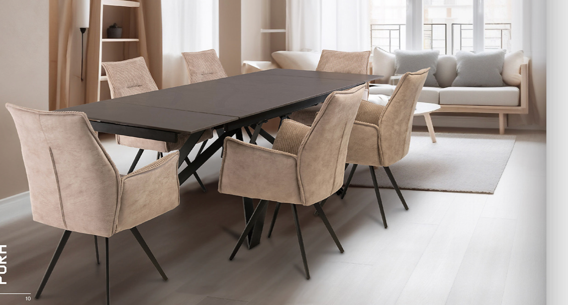 Benny Sintered stone extending table with spider leg-Renaissance Design Studio