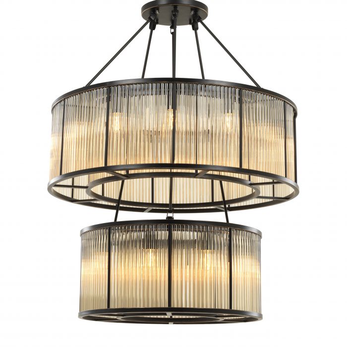 Bernardi Chandelier vintage glass and bronze by Eichholtz-Renaissance Design Studio