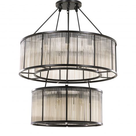 Bernardi Chandelier vintage glass and bronze  by Eichholtz.