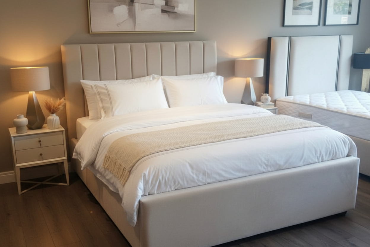 Bessy custom made bed in choice of fabrics-Bed-Renaissance Design Studio
