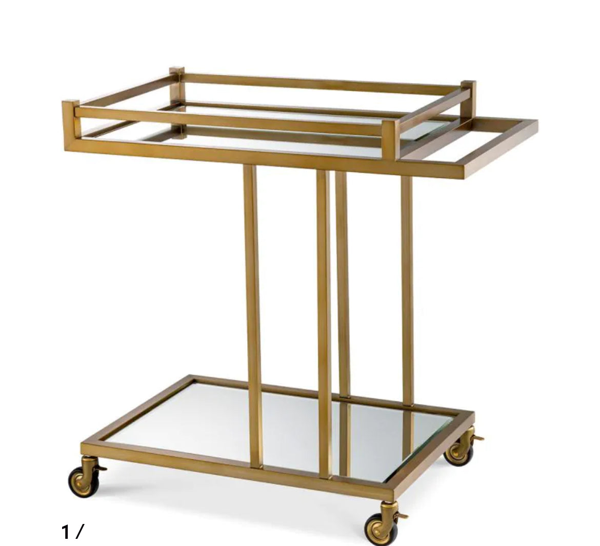 Beverly Hills Bar Trolley by Eichholtz in Black or Brass-Renaissance Design Studio