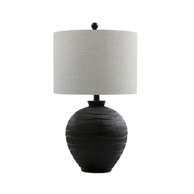 Black Ceramic table lamp with Linen shade-Renaissance Design Studio