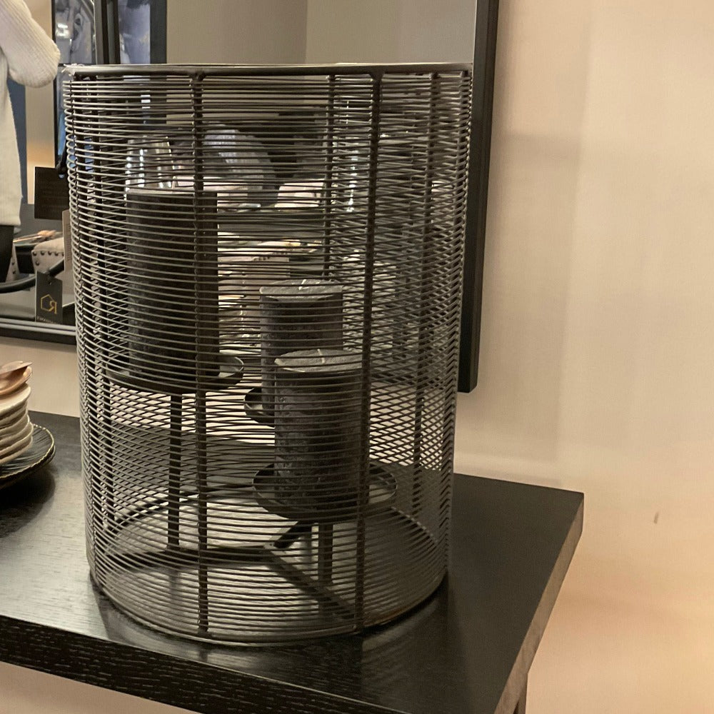 Black Tri Candle Hurricane-Renaissance Design Studio
