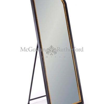 Black w gold dressing beaded mirror  w distressed paint finish CLEARANCE
