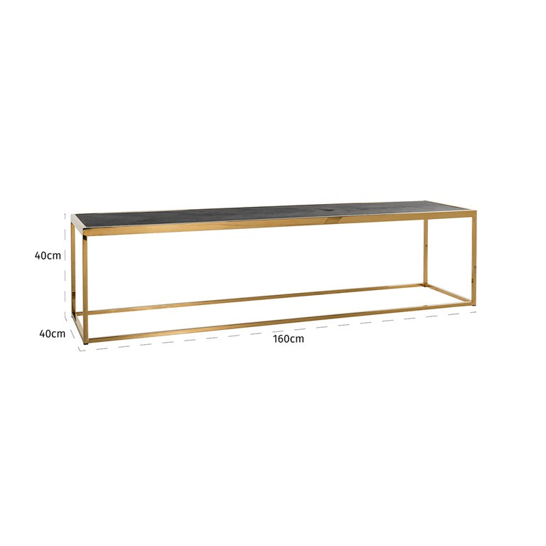 Blackest  long coffee table with gold legs