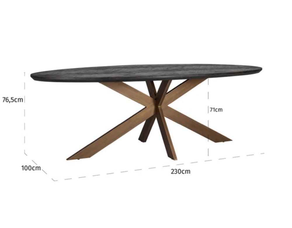 Blake black and brass oval dining table