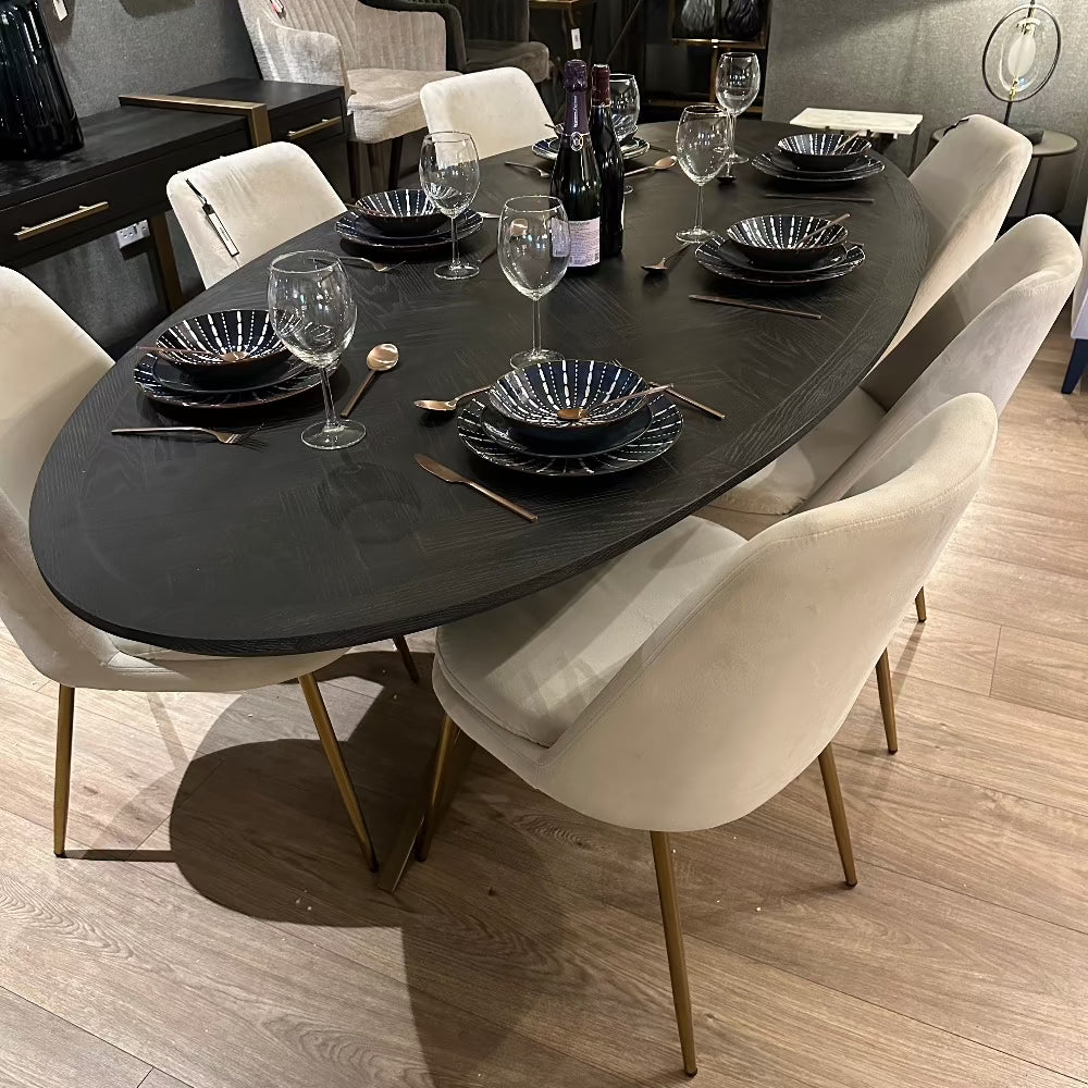 Blake black and brass oval dining table