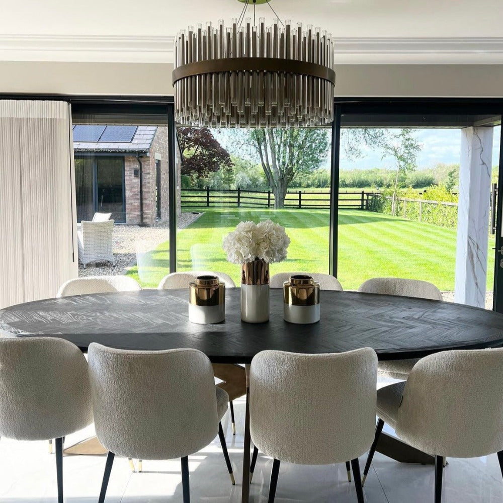 Blake black and brass oval dining table-Renaissance Design Studio