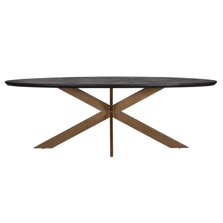 Blake black and brass oval dining table-Renaissance Design Studio