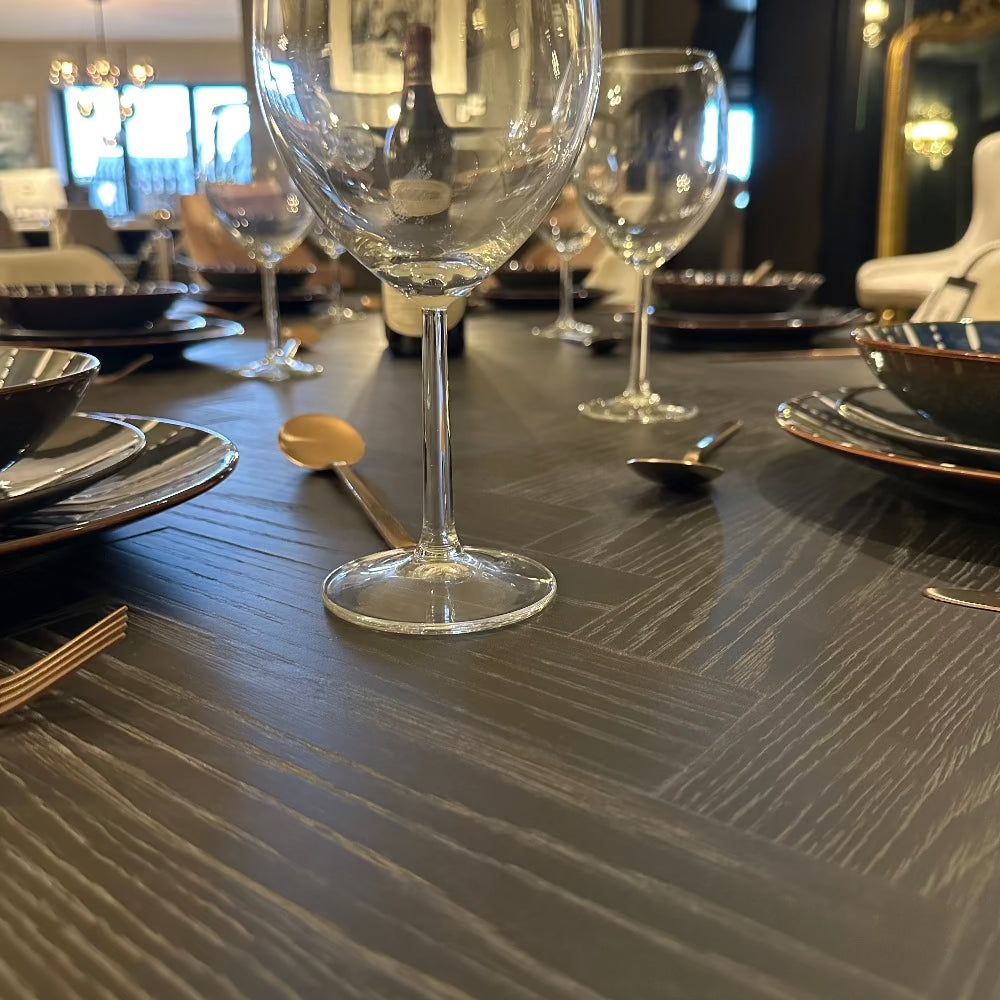 Blake black and brass oval dining table-Renaissance Design Studio