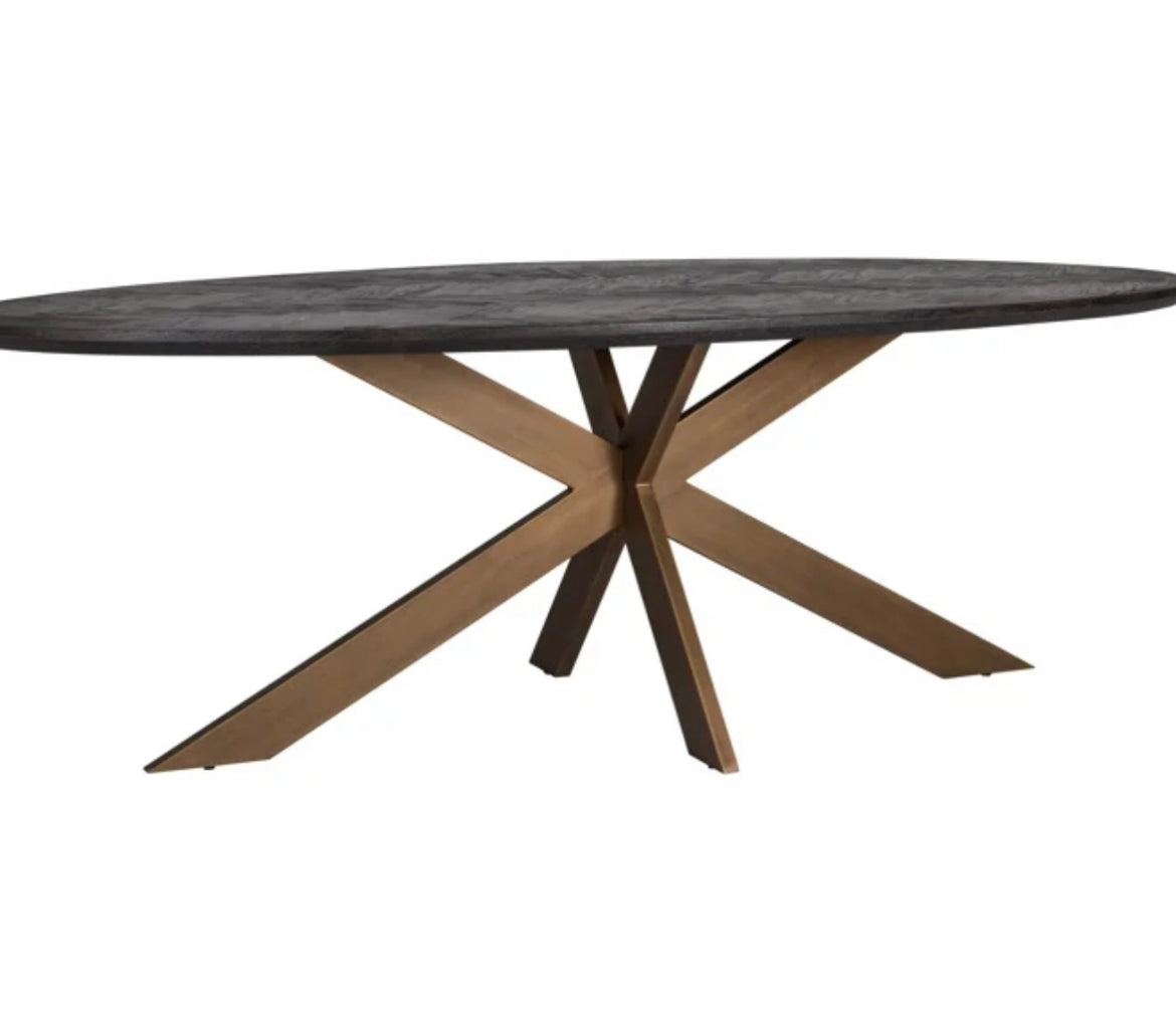 Blake black and brass oval dining table-Renaissance Design Studio