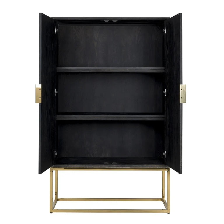 Blake black Tall cabinet  with gold hardware