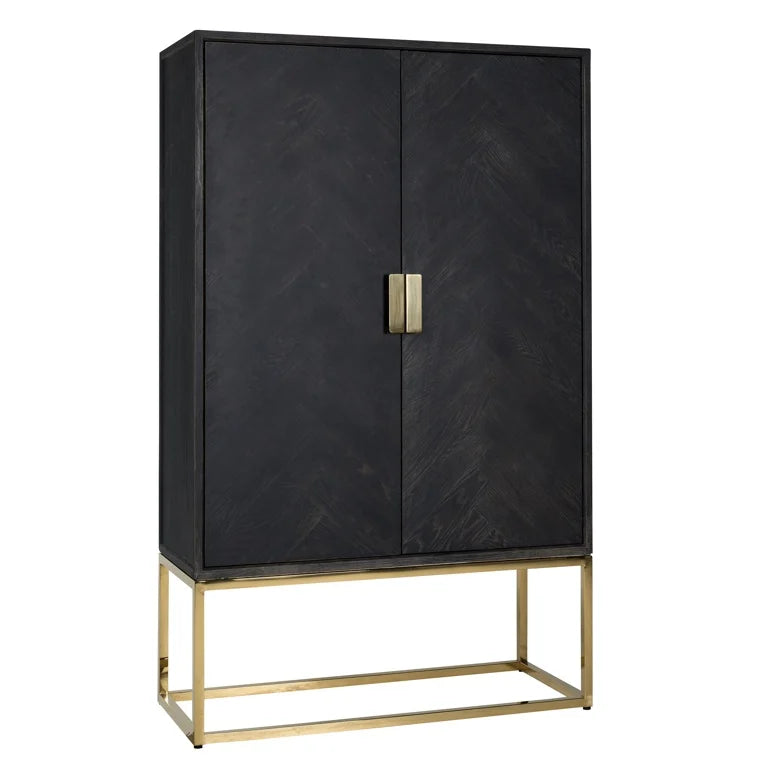 Blake black Tall cabinet with gold hardware-Renaissance Design Studio