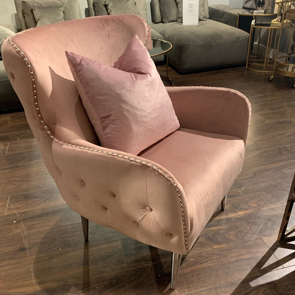 Blush Loren Marquess pink armchair almost half price €399