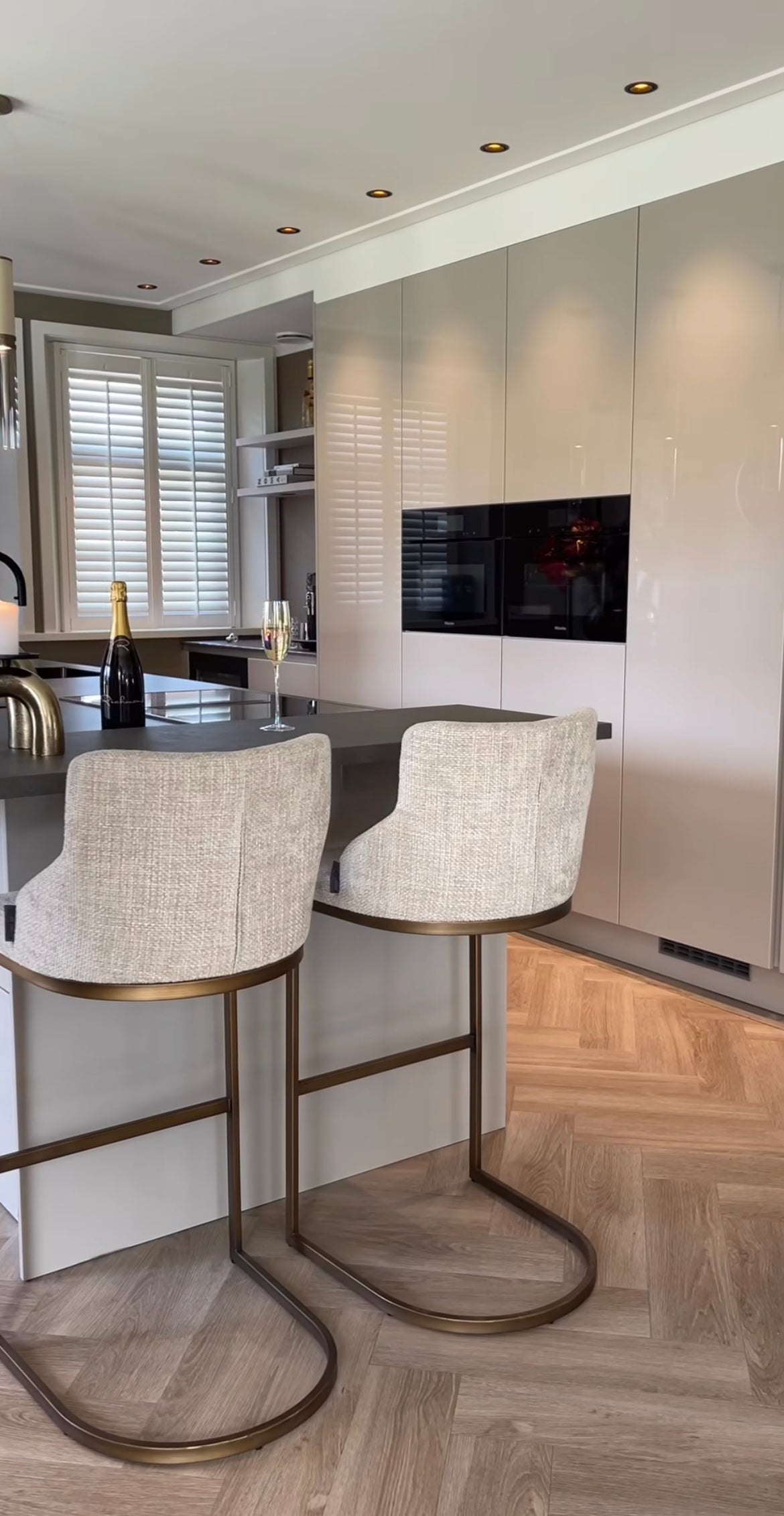 Boho Bar stools in Renegade fabric with brushed gold legs-Bar Stool-Renaissance Design Studio