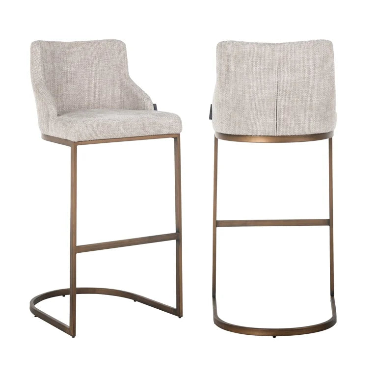 Boho Bar stools in Renegade fabric with brushed gold legs