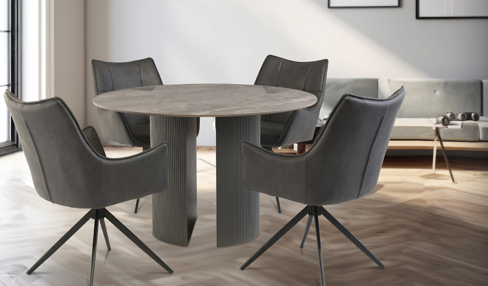 Bradley Round marble stone effect dining table value item-Renaissance Design Studio