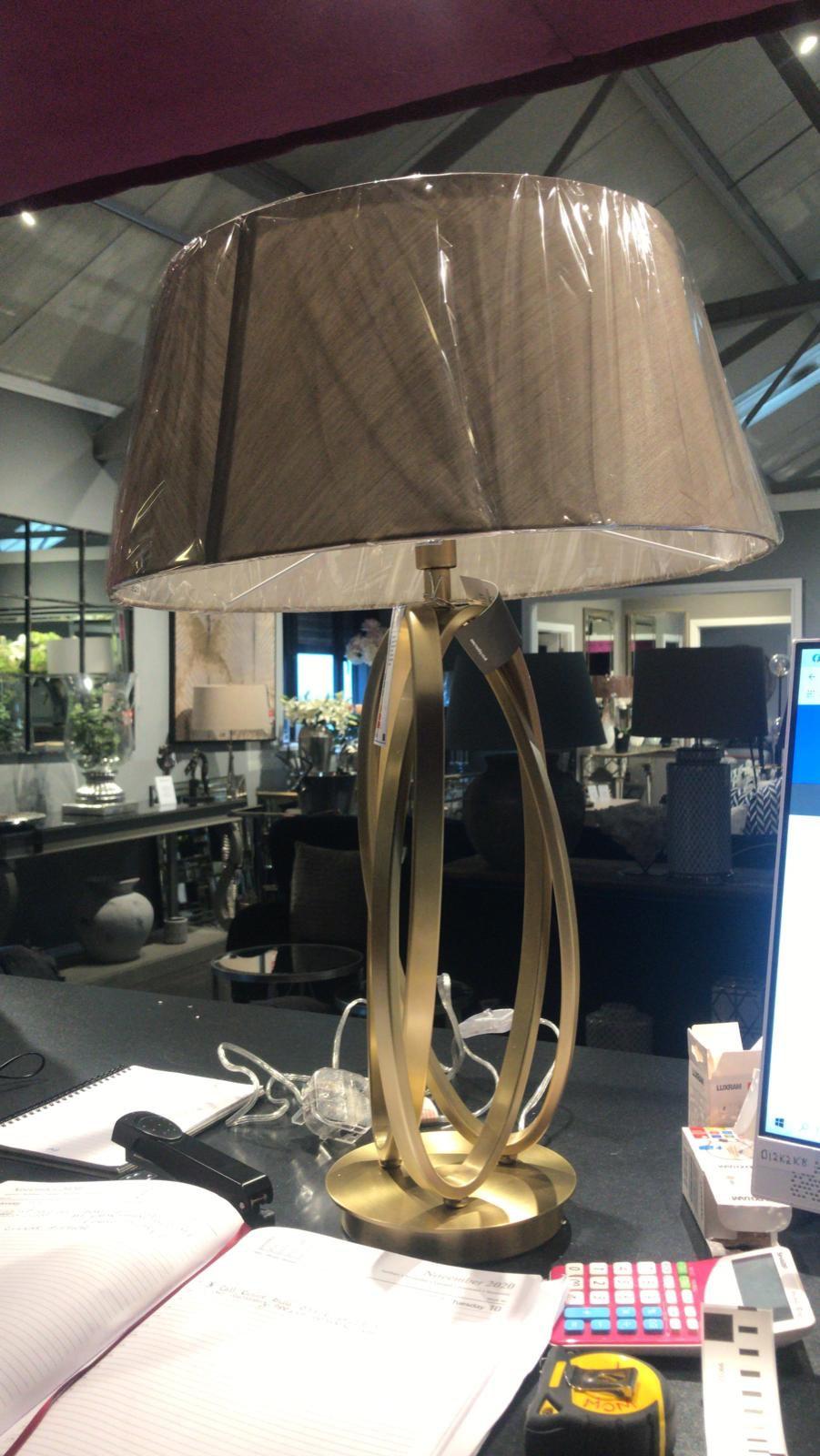 Brisa antiqued brass table lamp including shade SALE PRICE one only sold-Table Lamp-Renaissance Design Studio